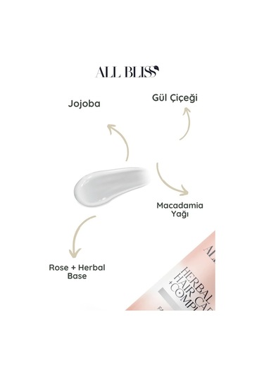 All Bliss Bitkisel Saç Bakım Serumu 50 Ml Yıpranmış Saçlar İçin Onarıcı Ve Parlatıcı Bakım Jojoba, Gül Yağı, Macadamia