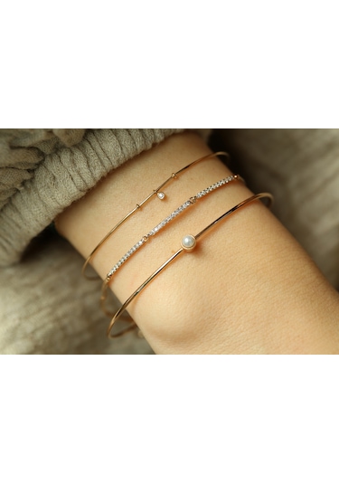 Reis Kuyumculuk T9714 Thin Pearl Bangle Altın Bilezik
