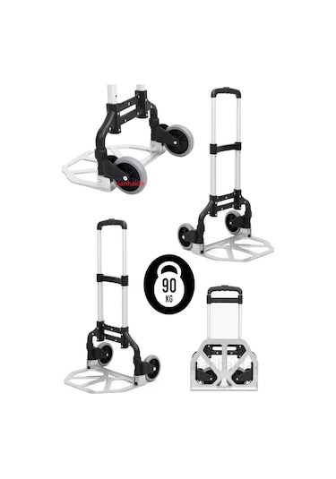 Pro Seri 90 Kg Kapasiteli Teleskopik, Katlanır El Arabası Koli Yük Paket Taşıma El Arabası Katlanır