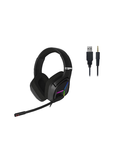 Lecoo HT406 3.5mm Jack + USB Kablolu RGB Kulak Üstü Gaming Kulaklık