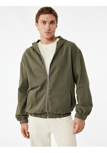 Koton Pamuklu Cepli Uzun Kollu Fermuarlı Oversize Kapşonlu Jean Ceket Mınt 6wam50003nd Mint