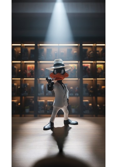 Looney Tunes Daffy Duck Figürü - Mafia Serisi Takım Elbiseli Özel Tasarım Biblo / Figür