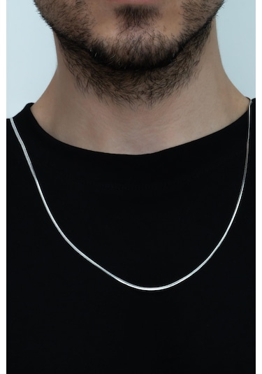 Yassı Model Snake Yılan Kolye Erkek Çelik Kolye Zincir Eck03 (374690265) Beyaz