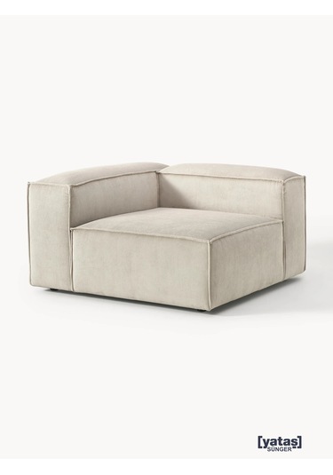 Most Mollis Köşe Modül Berjer 01 Fitilli Kırık Beyaz Kadife Kumaş