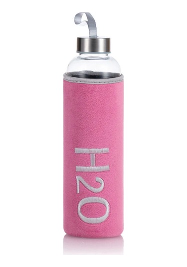 H2o Kadife Kılıflı Cam Matara 600 Ml - Renk Seçenekli Pembe