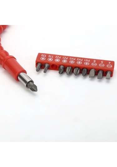 Konesam 10 Adet Tornavida Ucu, 1 Uzunlaştırıcı Çubuk Ve Esnek Girişli Elektrikli Matkap Aksesuar Seti