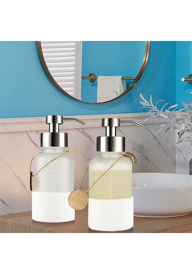 Roetell Cam Köpük Sabunluk, Paslanmaz Çelik Pompalı Sabun