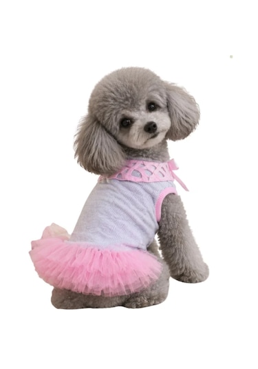 Lady - Kaşkorse Pembe Tütülü Kedi Köpek Elbise