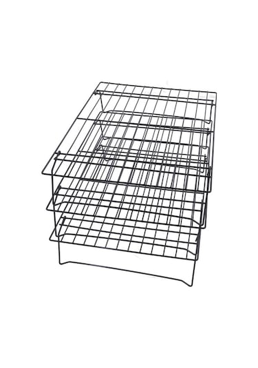 Maoyaya 3 Katmanlı Paslanmaz Çelik Raf - Siyah, Kek Ve Pizza İçin İdeal Siyah