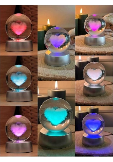 Kişiye Özel Istiridye Inci Kolye Ve Kalp Kristal Cam Kar Küresi Ikili Set