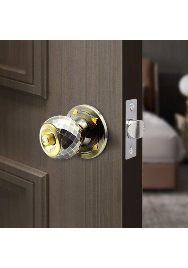 Pazly Yeşil Kapı Tokmağı Alüminyum Alaşımlı Ağır Hizmet Bilyalı Kilit Ayna Kaplaması, Yatak Odası Banyosu İçin 3 Anahtarlı