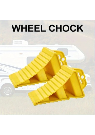 Elmpaly Sarı Kaymaz Tekerlek Takozu Taşıma Kulplu Karavan Karavana Araba Kamyon