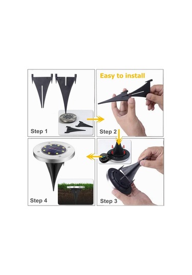 Sones Adet 12 Led Güneş Enerjili Gömülü Işık Yer Altı Lambası Ip65 Su Geçirmez Açık Bahçe Sokak Lambası Beyaz Işık