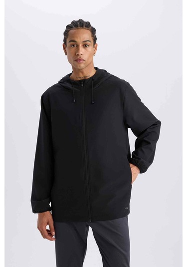 DeFactoFit Regular Fit Kapüşonlu File Astarlı Fermuarlı Mevsimlik Baharlık Mont D6179AX25SPBK81