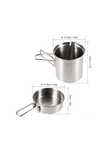 Tongxida Kamp Ve Doğa Etkinlikleri İçin Paslanmaz Çelik Tek Tencere - Taşınabilir Saklama Çantasıyla Gri Gümüş