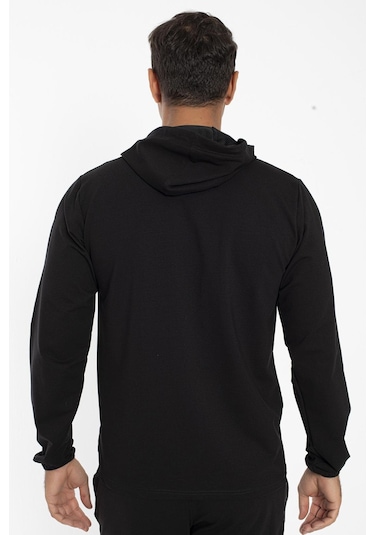 Crozwise Pamuklu Kapşonlu Erkek Sweatshirt Siyah