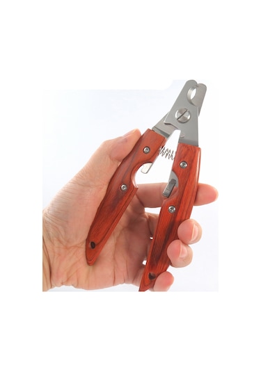 Geeksen Ahşap Saplı Ergonomik Evcil Hayvan Tırnak Kesici - Paslanmaz Çelik Bıçaklı, Kaymaz Tasarım, Güvenli Ve Kolay Kullanım