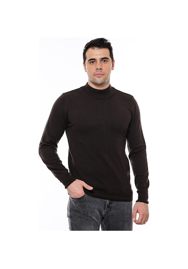 Yarım Balıkçı Yaka Kahverengi Triko 001