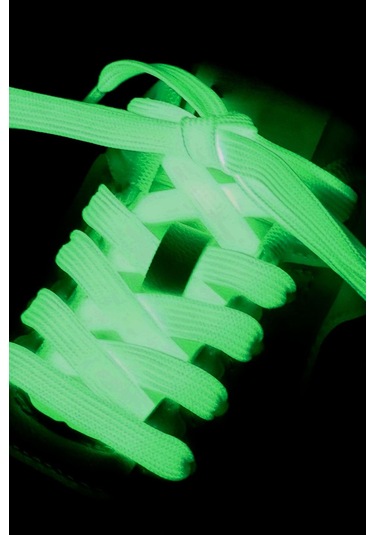 Fosforlu Neon 1 Cm Kalınlığında Yeşil Renk 1 Çift Yassı Spor Ayakkabı Bağcığı Yeşil