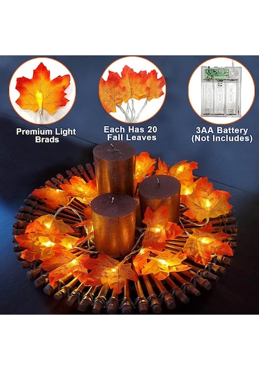 Şükran Günü Dekorasyonu Aydınlatır Sonbahar Çelenk Akçaağaç Yaprağı Fenerler Kapalı Tatil S Aile Partisi Cadılar Led Işık 56671465 Diğer