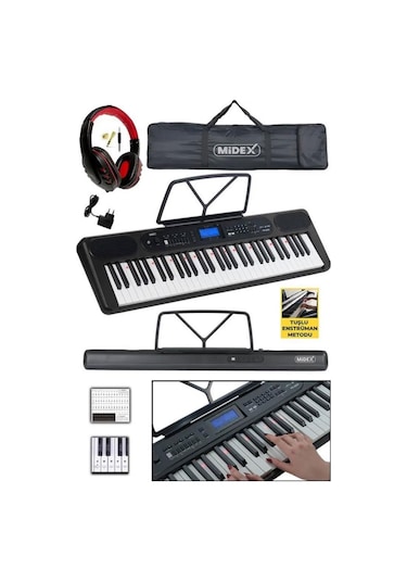 Midex Ps-5200bk-h Pro Org 61 Led Işıklı Tuş Hassasiyetli Bluetooth Midi Kulaklık