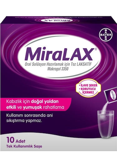 Miralax Oral Solüsyon Makrogol 3350 Tek Kullanımlık 10 Saşe