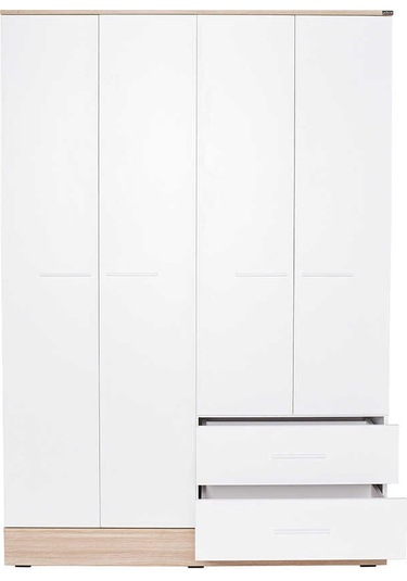 adoremobilya Base 4 Kapılı 2 Çekmeceli Gardırop-Italyan Meşe / Beyaz