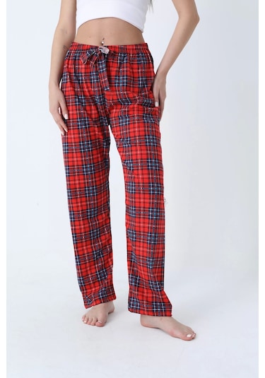 Ekose Desenli Beli Lastikli Unisex Pijama Altı Ekose5