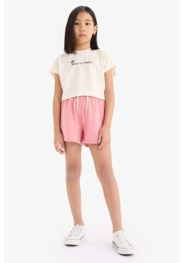 DeFacto Kız Çocuk 2'li Takım Baskılı Kısa Kollu Tişört Beli Lastikli Şort E3819A825SMER233 Ekru DeFacto Kız Çocuk 2'li Takım Baskılı Kısa Kollu Tişört Beli Lastikli Şort E3819A825SMER233 Ekru
