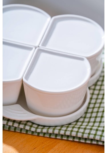 Pure Line 4 Lü Tepsili Kahvaltılık Seti Beyaz