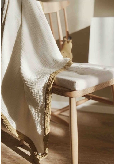 Cigit Kalın Biyeli Dört Kat Ham Battaniye 85x90 Hardal Hardal