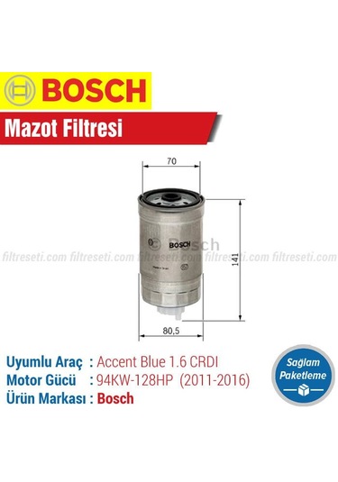 Hyundai Accent Blue 1.6 Crdı Bosch Mazot Filtresi 2011-2016