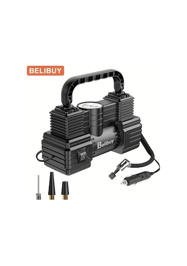 Boatshop1 Belibuy Siyah 12v 150psı Taşınabilir Hava Kompresörü Dijital Basınç Ölçerli Araba Bisiklet Motosiklet Ve Toplar İçin