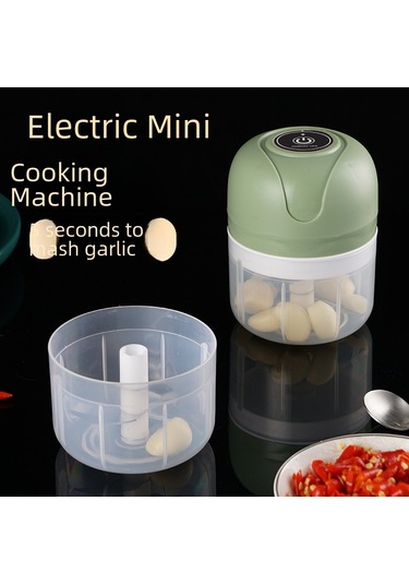 Vkemall Küçük Boylu Kablosuz Elektrikli Sarımsak Dilimleyici - 250ml Yeşil, Ev Ve Restoranlarda Hızlı Sarımsak İşleme, Toptan Satış Siyah