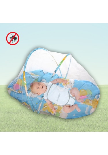 Katlanabilir Bebek Cibinlik Sineklik Seti, 92 cm - Mavi