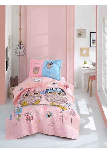 Clasy Tek Kişilik Yatak Örtüsü Puhu V1 Pembe