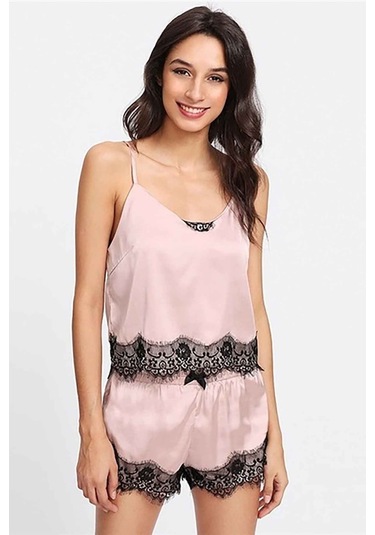 Merry See Dantel Işlemeli Saten Sortlu Gecelik Takım (405171404)