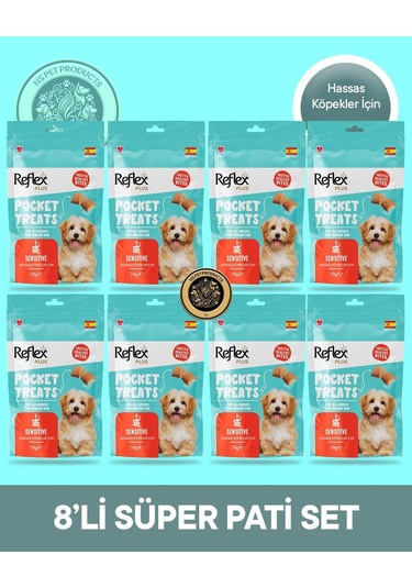 Reflex Plus Pocket Treats Hassas Köpekler İçin Köpek Maması 8'li Süper Pati Set 8x70 Gr