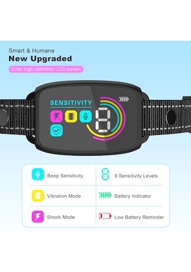 Geeksen Lcd Ekranlı Havlama Tasması Akıllı Şarj Edilebilir Havlama Önleyici