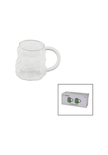 2pcs Üzüm - Kabarcıklı Kulplu Cam Bardak Termisil - Isıya Dayanıklı Borosilikat350ml 5365 Çok Renkli