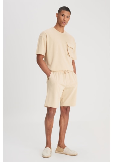 Regular Fit Normal Kesim Normal Bel Bej Sweat Şort L241671614 Bej