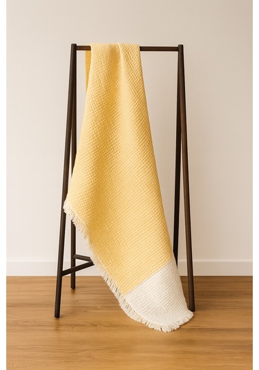 Elyaflı Müslin Battaniye 100x120 Cm Gri