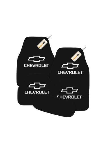 Chevrolet Logolu Siyah Oto Halı Paspas Takımı 5 Parça Kaymaz Tabanlı Araba İçi Zemin Koruyucu