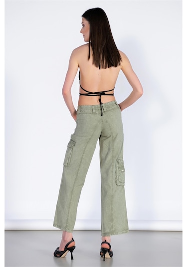 Bpf Normal Bel Wide Leg Kargo Pantolon-haki Haki