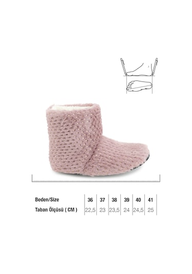 Gezer Kadın Kışlık Sessiz Taban Ev Panduf Bot Ga7kte.03432.00.09e.0c Pembe