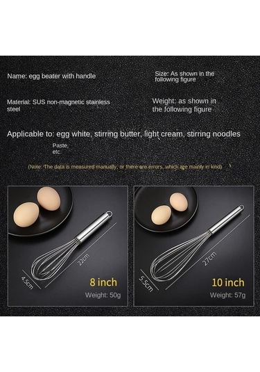 Ulzyvf Yumurta Ve Pişirme Paslanmaz Manuel Karıştırma Çırpıcı, İnç İçin Gelişmiş Dövme Çelik Balon Aracı, 12.2 Cm Mutfak Yardımcısı Paslanmaz Çelik