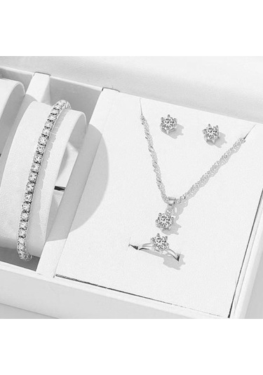 Dancemonkey Yüzük Yüzük Taklidi Takım Takı Solmaz Seti Paslanmaz Küpe Kolye Kadın Hediyesi Hediyesi Hafif Günü Doğum Bilezik Bayan Ayarlanabilir Anne Altın 1 Zo Altın