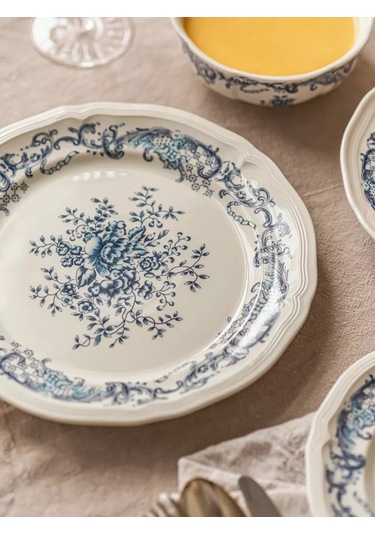 Roomi Seramik Düz Tabak 26 Cm Desenli, Vintage 202452396 Beyaz