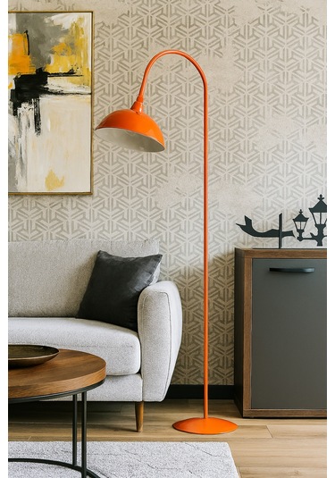 Turuncu Lambader Hareketli Başlık Modern Dekoratif Metal Oturma Odası Çalışma Odası Zemin Lambası Turuncu