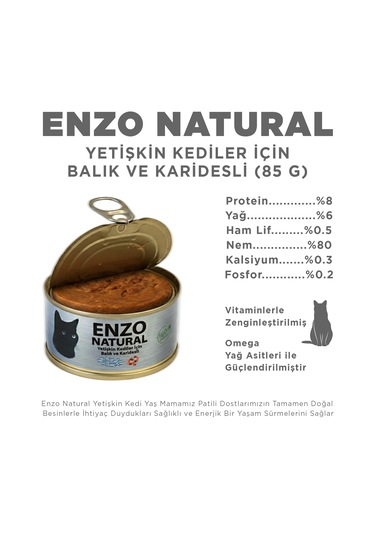Natural Balık Ve Karidesli Konserve Yaş Kedi Maması 85 Grx24